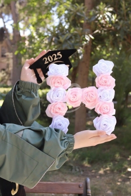 بوكيه ورد ستان أزرق للتخرج والمناسبات | Handmade Blue Satin Rose Bouquet - Graduations/Ev… — 3