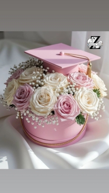 بوكيه ورد ستان أزرق للتخرج والمناسبات | Handmade Blue Satin Rose Bouquet - Graduations/Ev… — 2