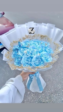 Other Goods in Taalabaya - بوكيه ورد ستان أزرق للتخرج والمناسبات | Handmade Blue Satin Rose Bouquet - Graduations/Events