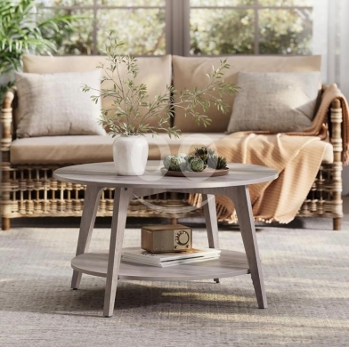 Other home furniture in Verdun - طاولة قهوة مستديرة رمادية بطبقتين | VASAGLE Round Coffee Table Gray 2-Tier
