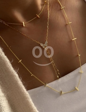 Clothes, Footwear & Accessories in Beirut City - عقد ذهبي متعدد الطبقات بتصميم الفراشة والبارات | Elegant Layered Gold-Plated Butterfly Necklace