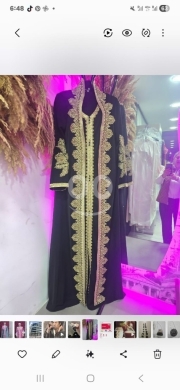 Clothes, Footwear & Accessories in Tripoli - قفطان مغربي أسود فاخر بتطريز ذهبي ملكي | Luxurious Black Moroccan Kaftan with Gold Embroidery