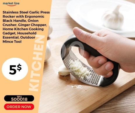 Kitchen appliances in Mansoura - هراسة ثوم يدوية من الستانلس ستيل بتصميم مريح | Stainless Steel Garlic Press Rocker with Ergonomic Ha