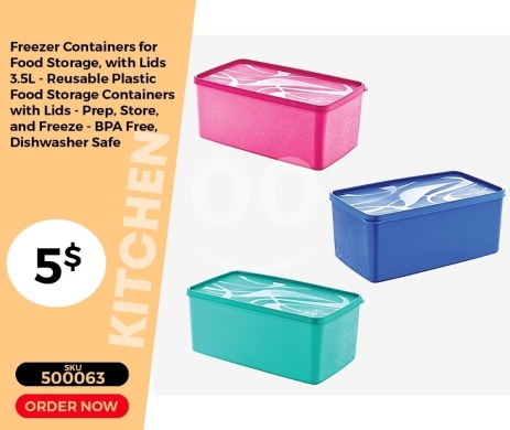 Kitchen appliances in Mansoura - طقم حافظات طعام بلاستيكية ملونة 3.5 لتر مع أغطية | 3.5L Colorful Plastic Food Storage Container Set