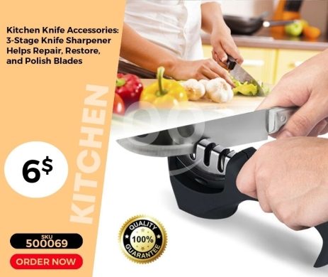 أدوات المطبخ في منصورة - مسن سكاكين يدوي 3 مراحل لإصلاح وتلميع الشفرات | 3-Stage Manual Knife Sharpener for Blade Repair