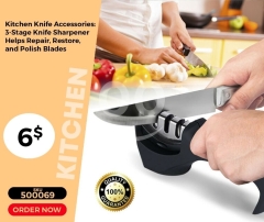 مسن سكاكين يدوي 3 مراحل لإصلاح وتلميع الشفرات | 3-Stage Manual Knife Sharpener for Blade Repair