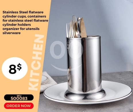 Kitchen appliances in Mansoura - منظم أدوات مائدة أسطواني من الستانلس ستيل | Stainless Steel Utensil Holder Cylinder Organizer