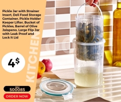 وعاء تخزين المخللات والزيتون مع مصفاة داخلية | Pickle Jar with Strainer Insert - Deli Food Container