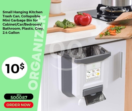 Kitchen appliances in Mansoura - سلة مهملات مطبخ صغيرة قابلة للتعليق والطي | Small Hanging & Collapsible Kitchen Trash Can
