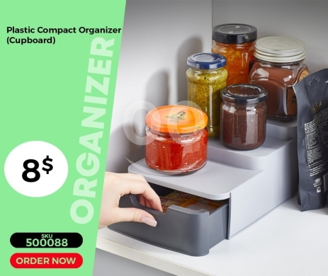 Kitchen appliances in Mansoura - منظم خزائن بلاستيكي مدمج مع درج تخزين | Plastic Compact Cupboard Organizer with Storage Drawer