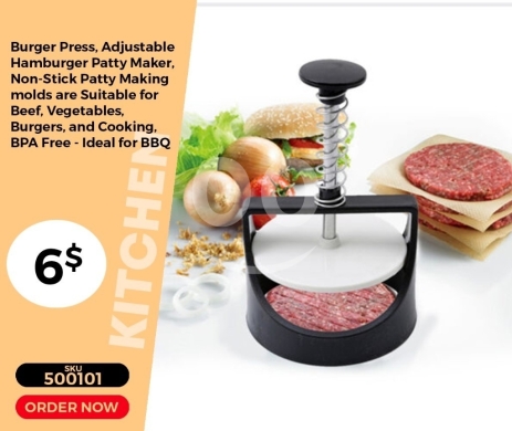 Kitchen appliances in Mansoura - مكبس برجر يدوي لصنع الفطائر المتناسقة | Manual Burger Press - Adjustable Patty Maker Mold