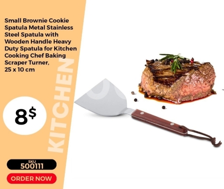 Kitchen appliances in Mansoura - ملعقة تقليب معدنية صغيرة للكوكيز والبراونيز | Small Brownie & Cookie Metal Spatula - Stainless Steel