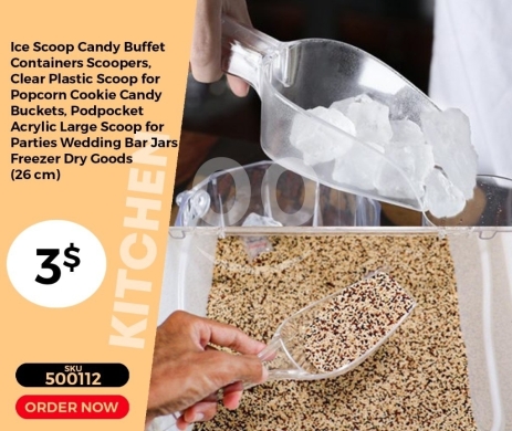 Kitchen appliances in Mansoura - مغرفة بلاستيكية شفافة متعددة الاستخدامات بمقاس 26 سم | Clear Plastic Acrylic Large Multi-Purpose Sco