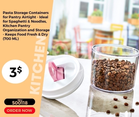 Kitchen appliances in Mansoura - وعاء تخزين المعكرونة والحبوب المحكم الإغلاق | Airtight Pasta & Pantry Storage Container (700 ML)