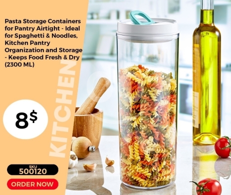 أدوات المطبخ في منصورة - وعاء تخزين المعكرونة والحبوب المحكم الإغلاق (2300 مل) | Airtight Pasta & Pantry Storage Container -
