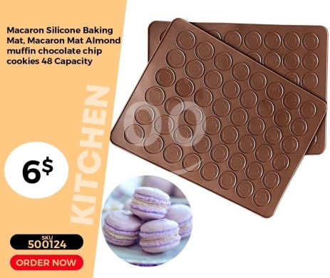 أدوات المطبخ في منصورة - حصيرة خبز سيليكون للماكرون والحلويات 48 فجوة | Macaron Silicone Baking Mat, 48 Capacity Non-Stick Co