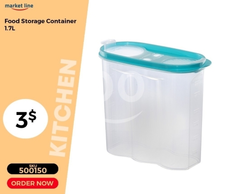 Kitchen appliances in Mansoura - وعاء تخزين طعام بلاستيك سعة 1.7 لتر | Food Storage Container 1.7L Transparent Plastic