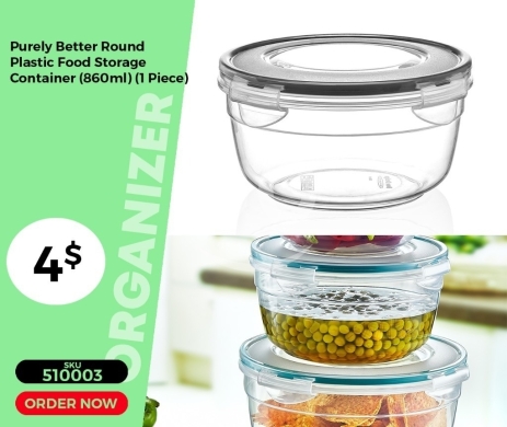 Kitchen appliances in Mansoura - حافظة طعام دائرية "بيورلي بيتر" 860 مل | Purely Better Round Plastic Food Storage Container (860ml)