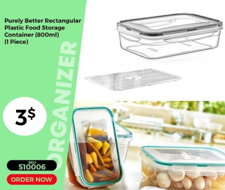 Kitchen appliances in Mansoura - حافظة طعام مستطيلة "بيورلي بيتر" 800 مل مع مصفاة | Purely Better 800ml Rectangular Food Storage Cont
