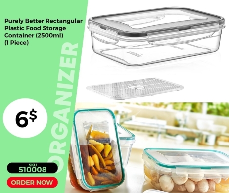 Kitchen appliances in Mansoura - حافظة طعام مستطيلة "بيورلي بيتر" 2500 مل مع مصفاة | Purely Better 2500ml Rectangular Food Storage Co