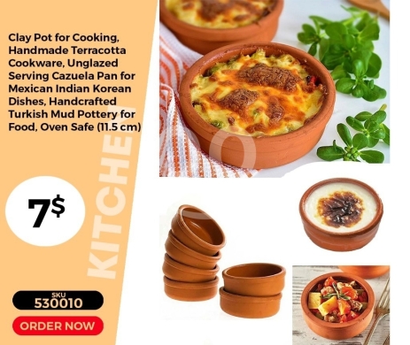 Kitchen appliances in Mansoura - وعاء طهي فخاري يدوي الصنع للتقديم والخبز في الفرن | Handcrafted Terracotta Clay Pot for Cooking and
