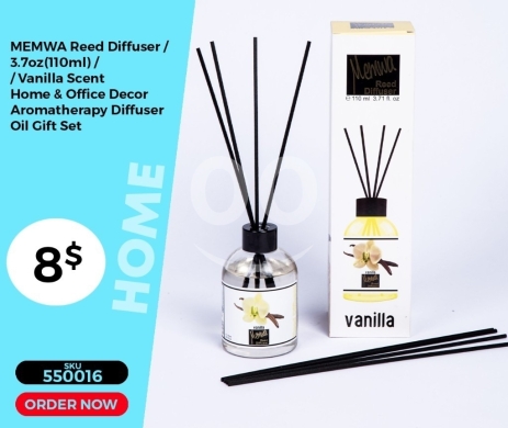 Health & Beauty in Mansoura - معطر جو ميموا - رائحة الفانيليا الدافئة 110 مل | MEMWA Reed Diffuser - Warm Vanilla Scent 110ml