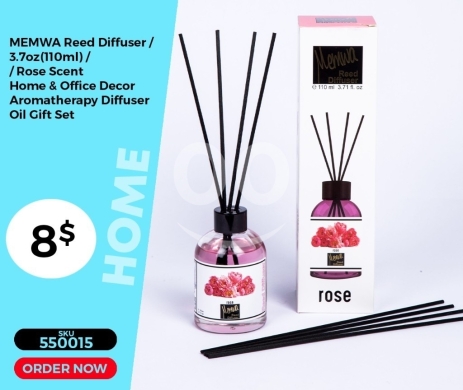 Health & Beauty in Mansoura - معطر جو ميموا - رائحة الورد المنعشة 110 مل | MEMWA Reed Diffuser - Refreshing Rose Scent 110ml