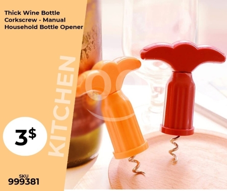 Kitchen appliances in Mansoura - فتاحة زجاجات يدوية سميكة للمطبخ والمنزل | Thick Manual Wine Bottle Corkscrew Opener