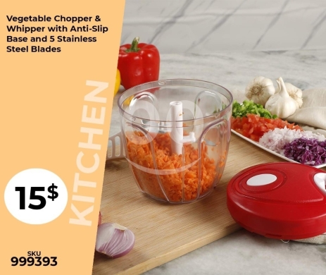 Kitchen appliances in Mansoura - فرامة ومخفقة خضروات يدوية مع 5 شفرات وقاعدة ثابتة | Vegetable Chopper & Whipper with 5 Blades