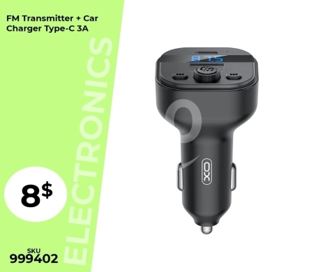 Mobile accessories dans Mansoura - جهاز إرسال FM وبلوتوث للسيارة مع شاحن سريع Type-C 3A | FM Transmitter + Car Charger Type-C 3A