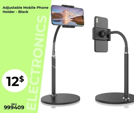 Other Mobile Phones & Accessories in Mansoura - حامل هاتف محمول مرن وقابل للتعديل - أسود | Adjustable & Flexible Mobile Phone Stand - Black