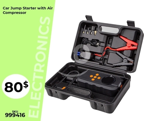 DIY Tools & Materials in Mansoura - جهاز تشغيل السيارة ونفخ الإطارات 4 في 1 مع باور بانك | 4-in-1 Car Jump Starter & Tire Inflator Power