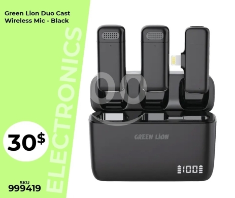 Other Mobile Phones & Accessories in Mansoura - ميكروفون لاسلكي Green Lion Duo Cast مزدوج مع علبة شحن | Green Lion Duo Cast Dual Wireless Microphone