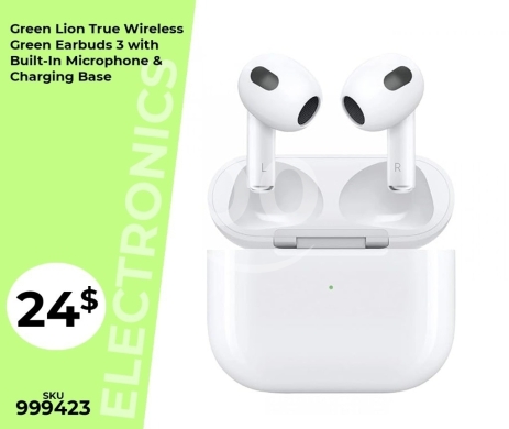 Mobile accessories in Mansoura - سماعات جرين ليون إيربودز 3 لاسلكية مع ميكروفون مدمج | Green Lion True Wireless Earbuds 3