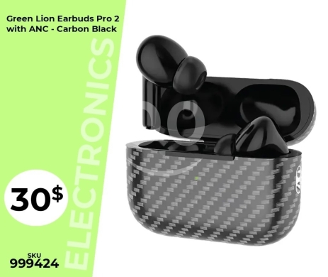 Mobile accessories in Mansoura - سماعات جرين ليون إيربودز برو 2 بخاصية إلغاء الضوضاء - أسود | Green Lion Earbuds Pro 2 with ANC - Car