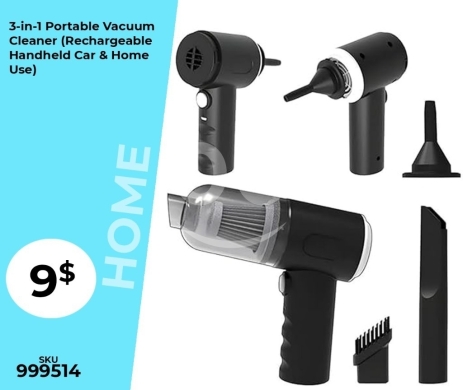 Other electronics in Mansoura - مكنسة كهربائية محمولة 3 في 1 لاسلكية للسيارة والمنزل | 3-in-1 Portable Cordless Car & Home Vacuum