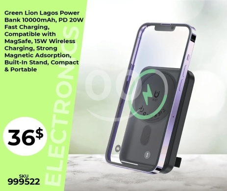 Mobile accessories dans Mansoura - باور بانك جرين ليون لاجوس 10000 مللي أمبير شحن لاسلكي ماج سيف | Green Lion Lagos Power Bank 10000mAh