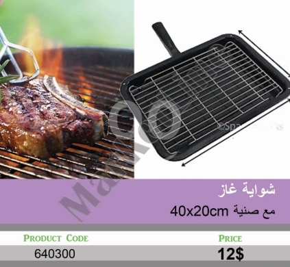 أدوات ومعدات منزلية في منصورة - شواية غاز مع صينية 40&times;20 سم للشوي العملي | Gas BBQ Grill Basket with Tray 40x20cm