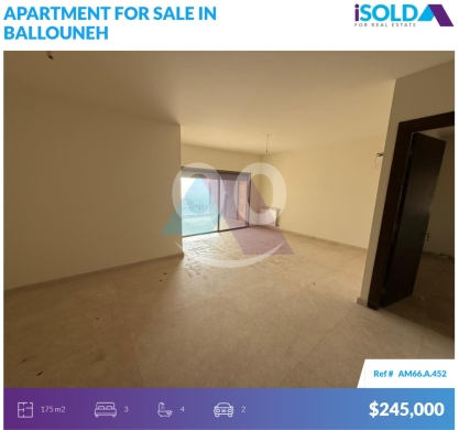 Apartments for sale in Ballouneh - 175m2 apartment+mountain/sea view 4sale in Ballounehشقة للبيع في بلونةAM66A452