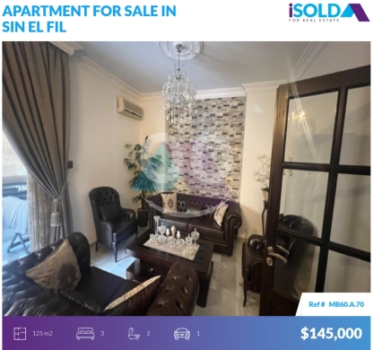 Apartments for sale in Sin el-Fil - 3 bedroom apartment with Prime Location 4sale in Sin El Fil - سن الفيلMB60A70