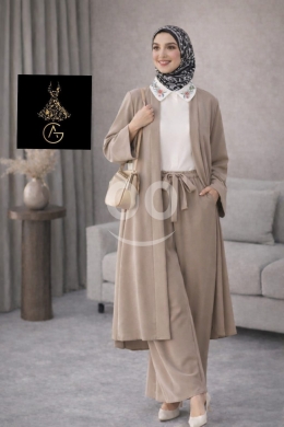 الملابس، الأحذية والزينة في Loussiya - طقم نسائي 3 قطع خامة يارة باب أول فخمة | Premium 3-Piece Women&#039;s Set Yarah Fabric
