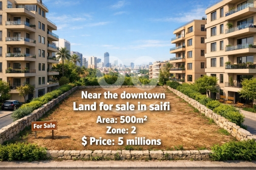 Lands for sale in Saifi - أرض ٥٠٠م² على الصيفي قرب الداون تاون بموقع مهم للبيع