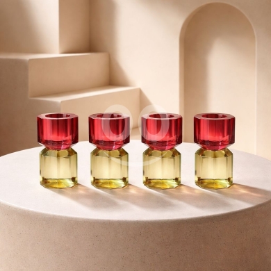 Antiques & Collectibles in Achrafieh - Set of Four Faceted Art Glass Candle Holders