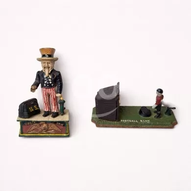 Pair of Antique Cast Iron Mechanical Banks