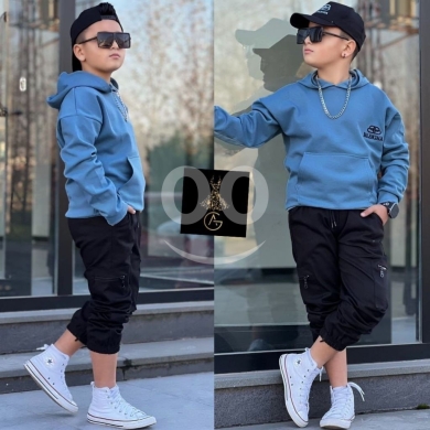 مستلزمات الاطفال في Loussiya - طقم صبياني بنطلون كتان وبلوزة قطن طبع ديجيتال | Boys&#039; Linen Pants & Digital Print Cotton Set