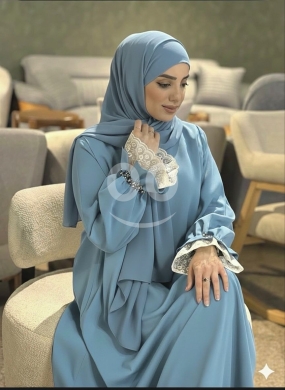 الملابس، الأحذية والزينة في Loussiya - فستان جوسيكا دبل كلوش مع دانتيل ولؤلؤ موديل 2026 | Jessica Double Cloak Dress Lace & Pearls