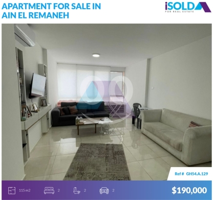 Apartments for sale in Ain El Remeneh - 2 bedroom apartment 4sale in Ain El Remaneh - شقة للبيع في عين الرمانةGH54A129