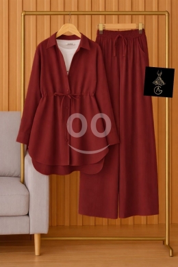 الملابس، الأحذية والزينة في Loussiya - طقم نسائي 3 قطع قماش لنين روزانا نخب أول | Women&#039;s 3-Piece Set Premium Rosanna Linen