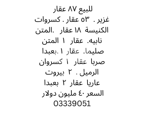 Other real estate in Ghazir - محفظة عقارية ضخمة للبيع تضم 87 عقاراً في جبل لبنان وبيروت | Massive Portfolio of 87 Properties