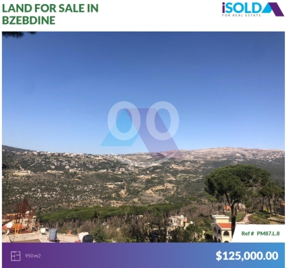 Lands for sale in Bzebdine - 950m2 Prime land+mountain/sea view 4sale - أرض للبيع في بزبدينPM87L8